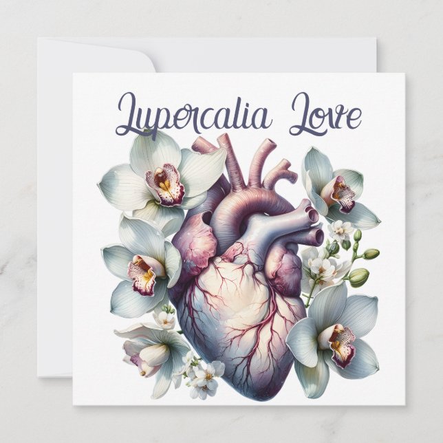 Lupercalia Love Gothic Anatomical Heart Flowers Julkort (Framsida)