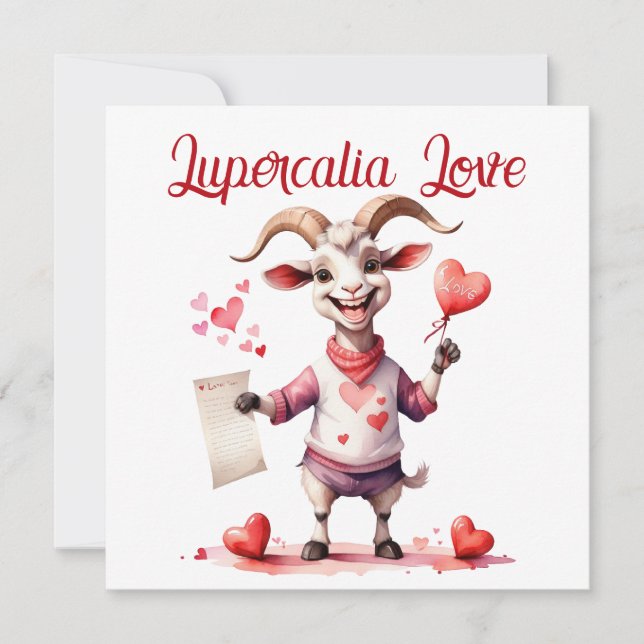 Lupercalia Love Sweet Goat Hearts Valentine's Day Julkort (Framsida)