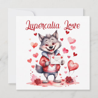Lupercalia Love Sweet Wolf Hearts Valentine's Day Julkort