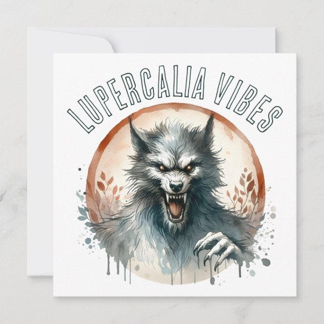 Lupercalia Vibes Werewolf Valentine's Day Julkort (Framsida)