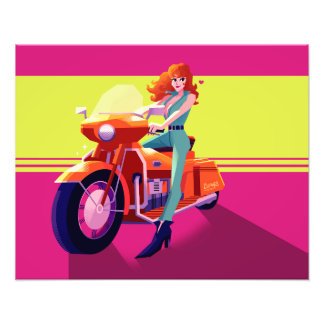 Lupin III the third Fujiko bike print Fototryck