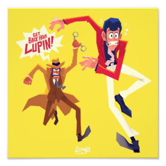 Lupin III the third Zenigata chase print Fototryck