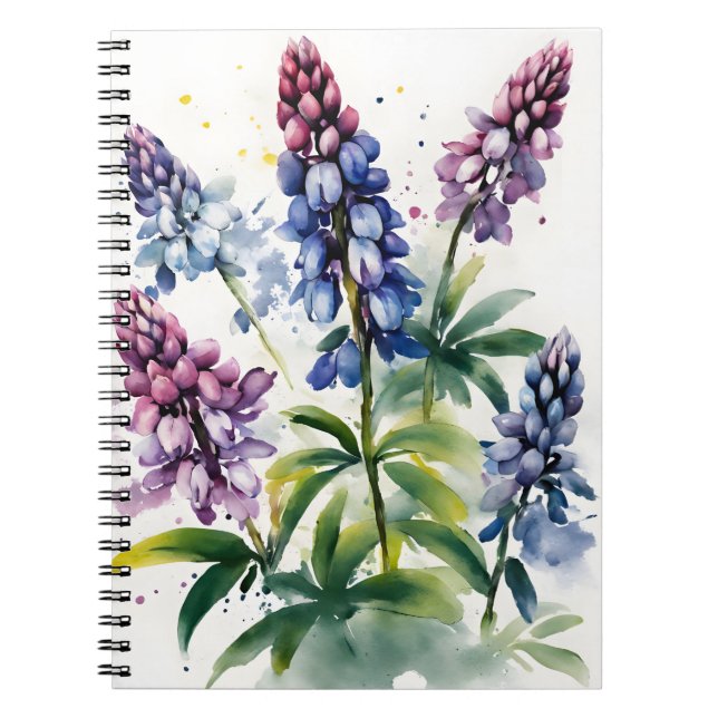 Lupin - Watercolor flowers Anteckningsbok (Framsidan)