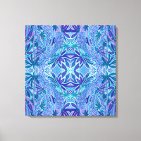 Lupine Flower Bohemian Arabesque Mönster Blue Teal