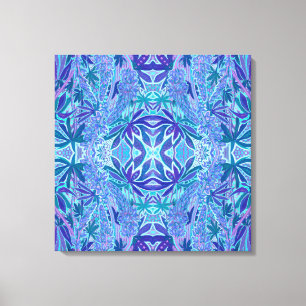 Lupine Flower Bohemian Arabesque Mönster Blue Teal Canvastryck