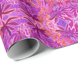 Lupine Flower Bohemian Boho Arabesque Mönster Rosa Presentpapper