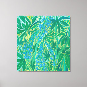 Lupine Flowers, Blommigt Painting, sommarblommor Canvastryck