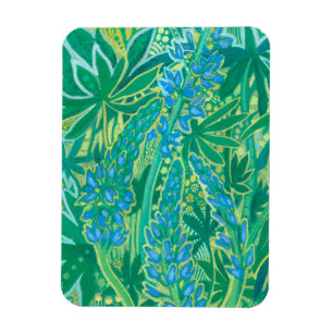 Lupine Flowers, Blommigt Painting, sommarblommor Magnet