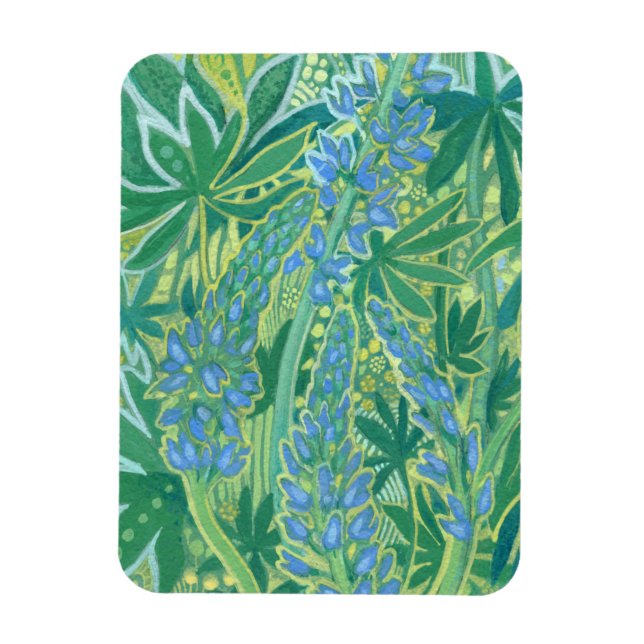 Lupine Flowers, Blommigt Painting, sommarblommor Magnet (Vertikal)