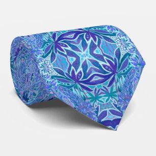 Lupine Flowers Bohemian Arabesque Mönster Blue Slips