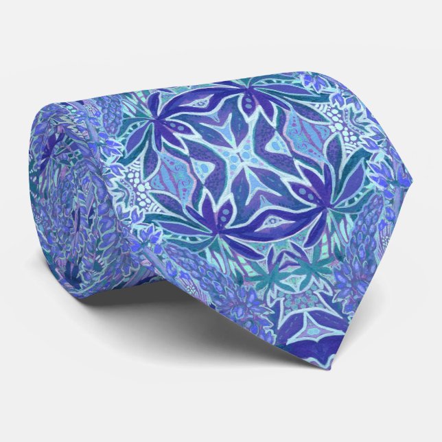Lupine Flowers Bohemian Arabesque Mönster Blue Slips (Rullad)