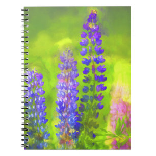 Lupine Painting - Originalfärgsbild Anteckningsbok Med Spiral
