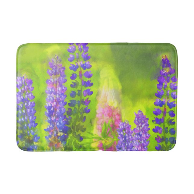 Lupine Painting - Originalfärgsbild Badrumsmatta (Framsidan)