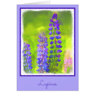 Lupine Painting - Originalfärgsbild Hälsningskort