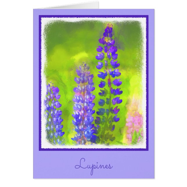 Lupine Painting - Originalfärgsbild Hälsningskort (Framsidan)