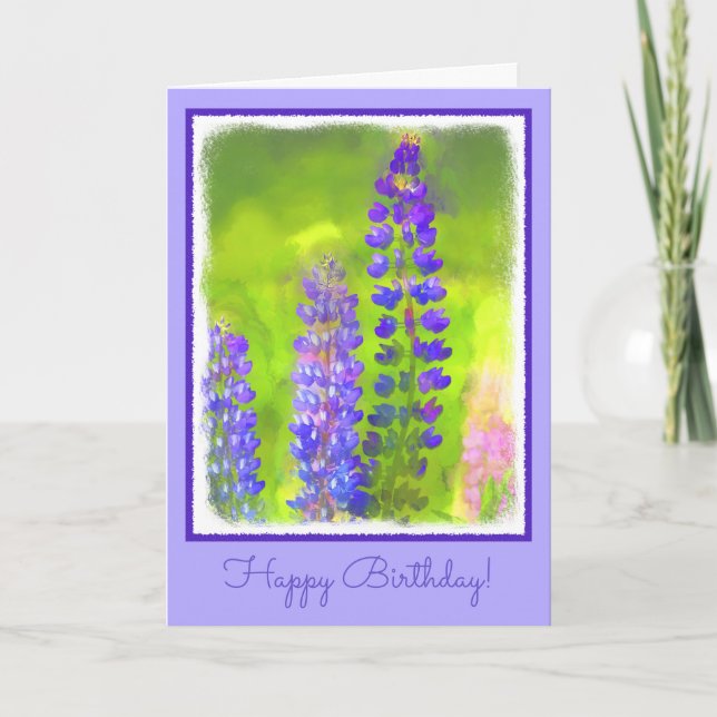 Lupine Painting - Originalfärgsbild Kort (Framsida)