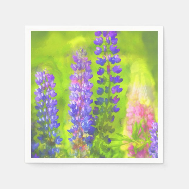 Lupine Painting - Originalfärgsbild Pappersservett (Framsidan)