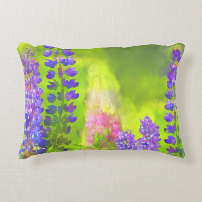 Lupine Painting - Originalfärgsbild Prydnadskudde (Framsidan)