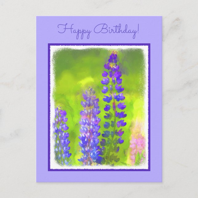 Lupine Painting - Originalfärgsbild Vykort (Framsida)