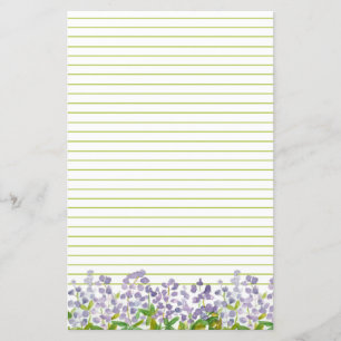 Lupine WildblommMonogram Grönt Lined Stationery