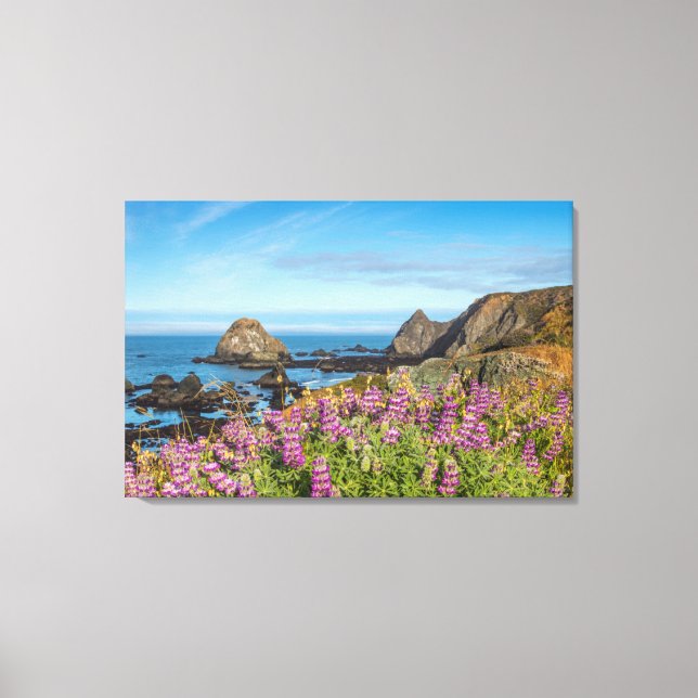 Lupine Wildblommor täcker Backe Canvastryck (Framsida)