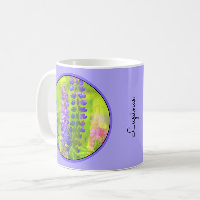 Lupinfärg - originalblomma kaffemugg (Framsida vänster)