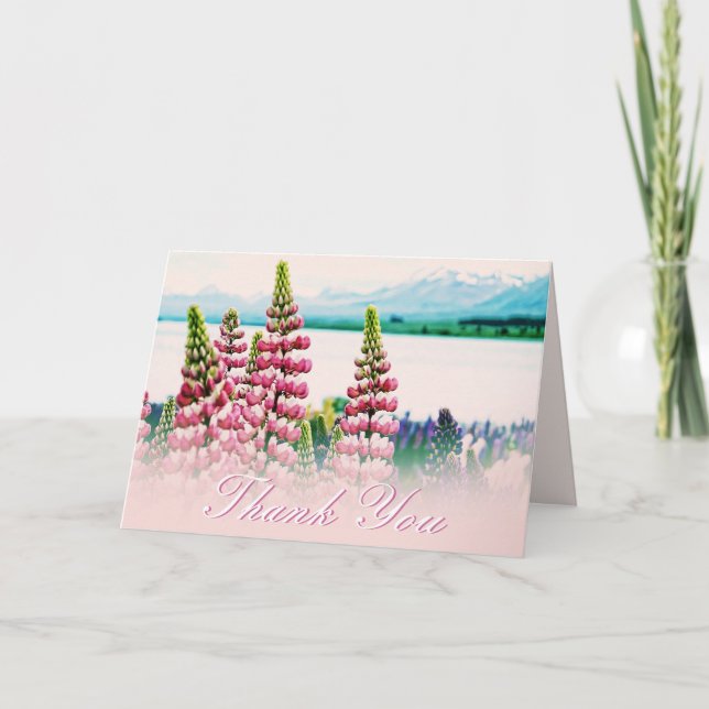 Lupins Flowers-Tack Mountain Nature Card Tack Kort (Framsida)