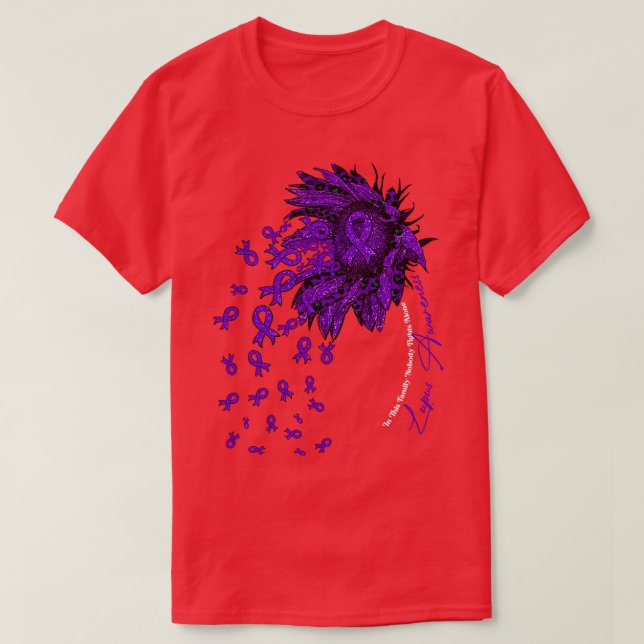 Lupus Awareness Awareness Solros Ingen kämpar T Shirt (Design framsida)