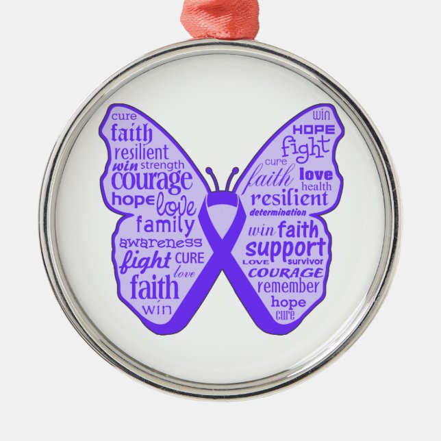 Lupus Awareness Butterfly Ribbon Julgransprydnad Metall (Framsidan)
