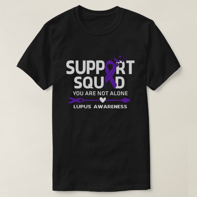 Lupus Awareness Feather för Warrior Support Squad  T Shirt (Design framsida)