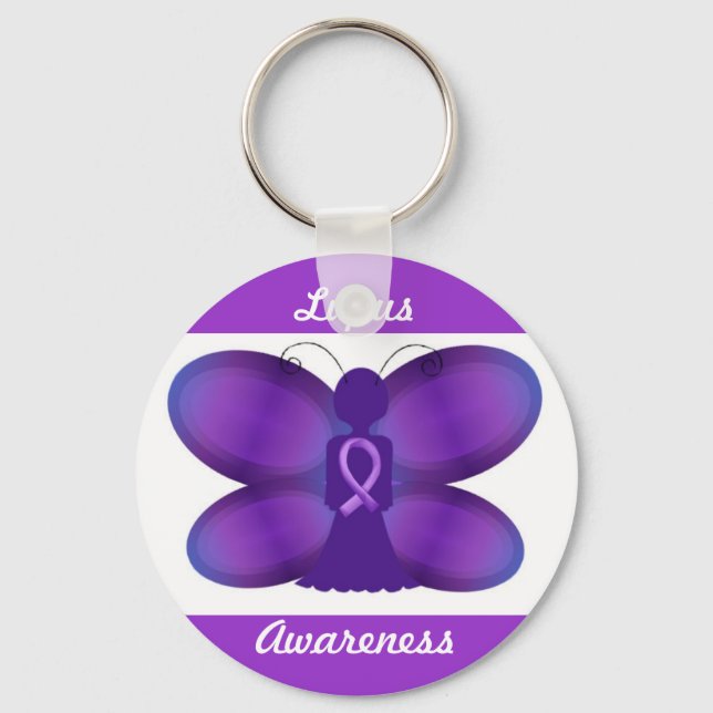 Lupus Awareness lila Fairy Butterfly Nyckelring (Framsida)
