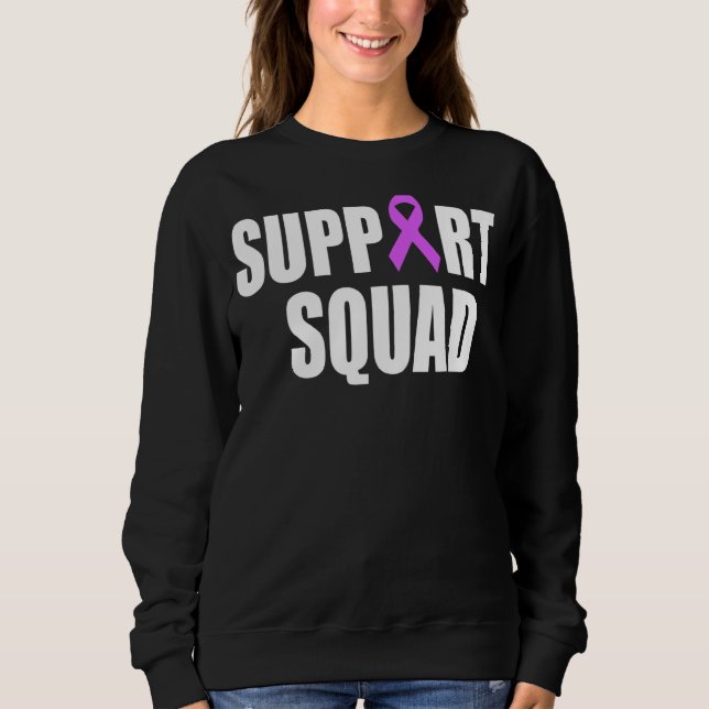 Lupus Awareness Lila Ribbon Support Squad T Shirt (Framsida)