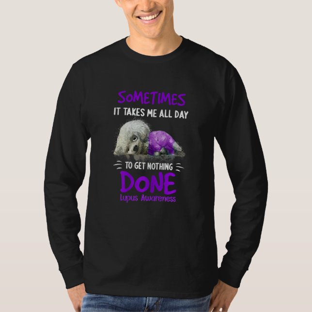 Lupus Awareness Ribbon Your Battle My Battle Dog T Shirt (Framsida)