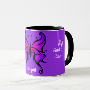 Lupus Awareness Support Lila Add Namn Butterfly Mugg