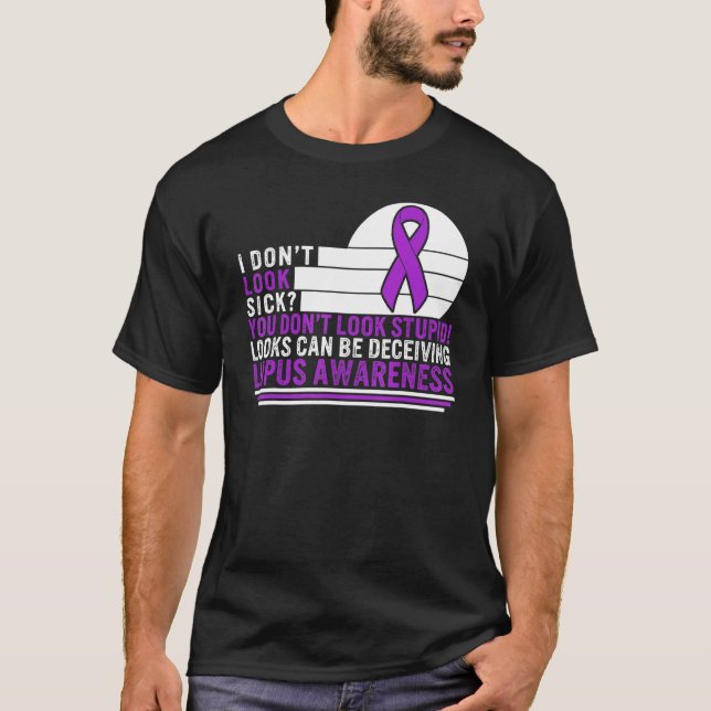 Lupus Awareness Titta inte på Lila Ribbon Warri T Shirt (Framsida)