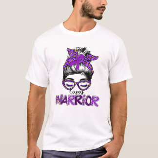 Lupus Awareness Warrior Messy Bun Womens Lila Ri T Shirt