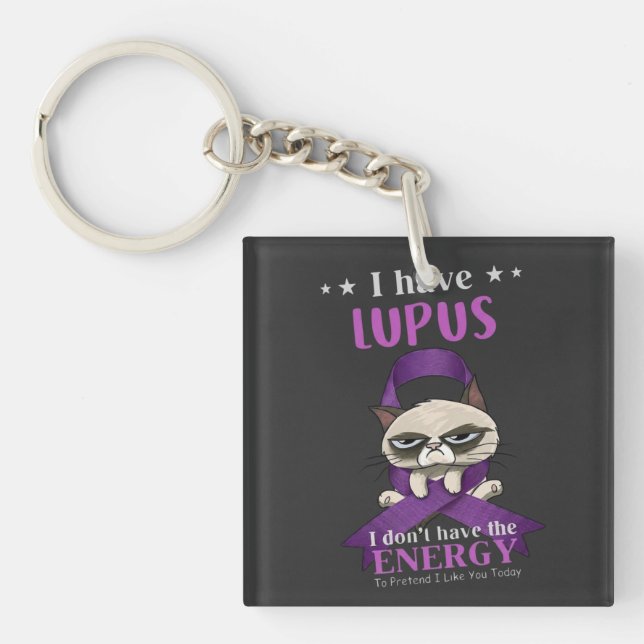 Lupus Krigare Grumpy Cat Nyckelring |  Rolig Lupus (Framsidan)