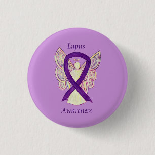 Lupus Lila Awareness Ribbon Angel Anpassningsbar A Knapp