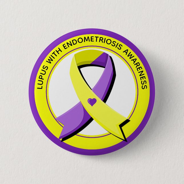 Lupus med Endometrios Awareness Heart Knapp (Framsida)