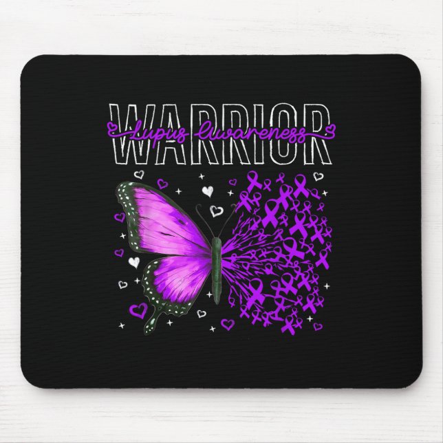 Lupus Medvetenhet Warrior Överlevande Lila Fjäril Musmatta (Framsidan)