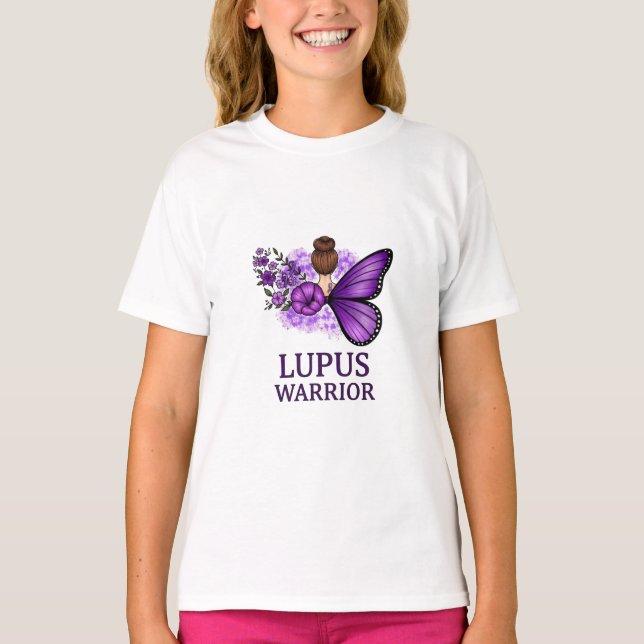 Lupus Warrior Butterfly t-shirt | Lila medvetenhet (Framsida)