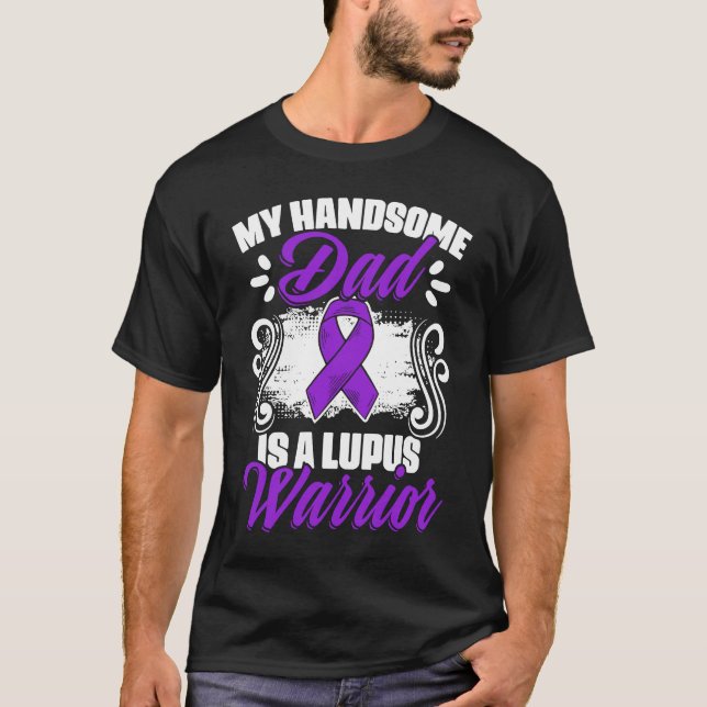 Lupus Warrior Dad  Lupus Purple Ribbon Lupus Aware T Shirt (Framsida)