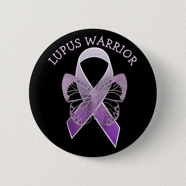 Lupus Warrior Lila Awareness Ribbon Butto Knapp (Framsida)