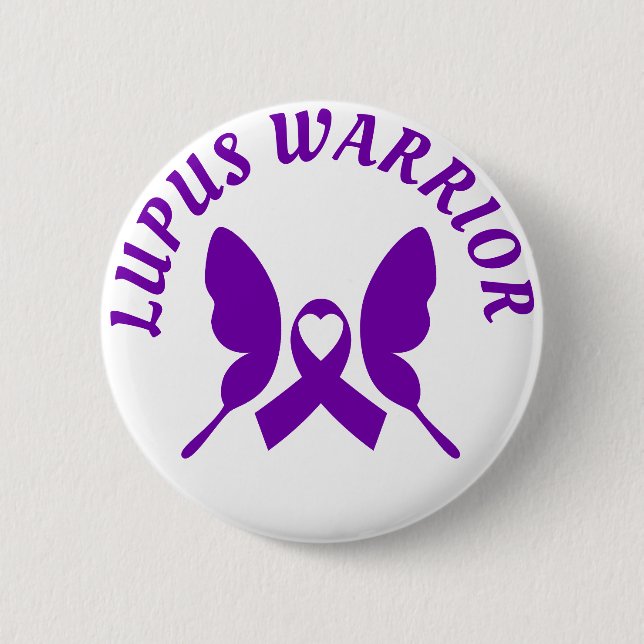 Lupus Warrior Lila Awareness Ribbon Knapp (Framsida)