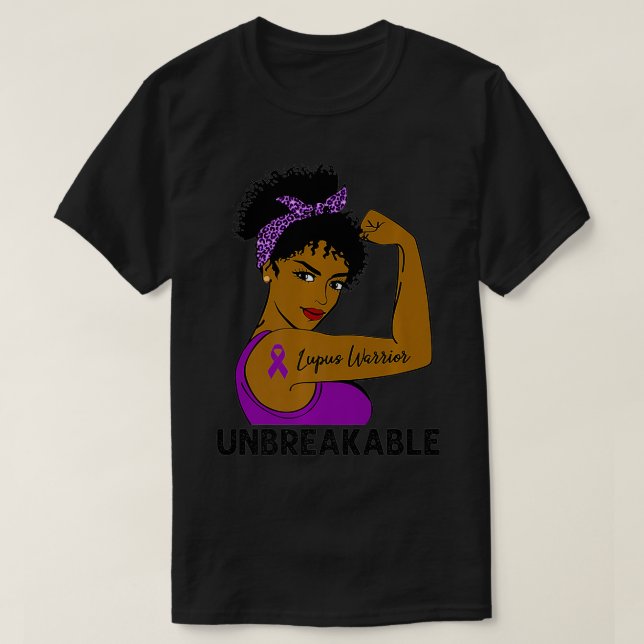 Lupus Warrior Strong Black Women Obrytbar Medveten T Shirt (Design framsida)