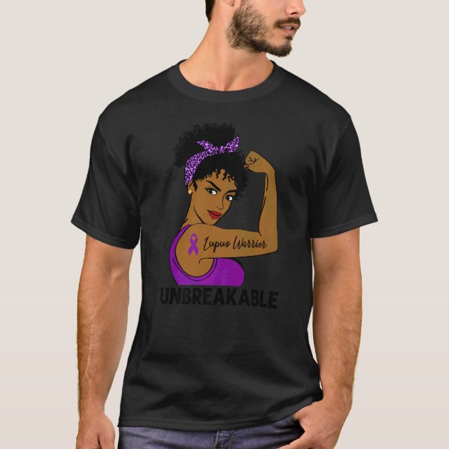 Lupus Warrior Strong Black Women Obrytbar Medveten T Shirt (Framsida)