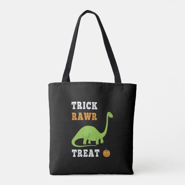 Lura Rawr Behandla Söt Halloween Brontosaurus Dino Tygkasse (Baksida)