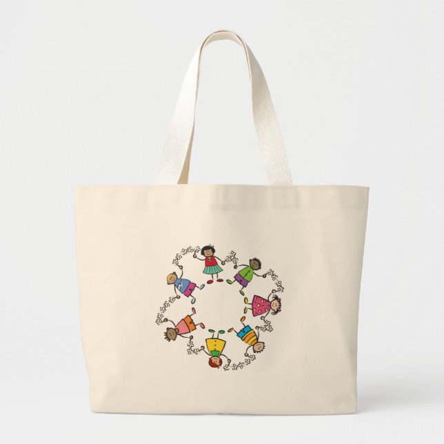 Lurar den gulliga lycklig för tecknad vänvärld jumbo tygkasse (Framsidan)