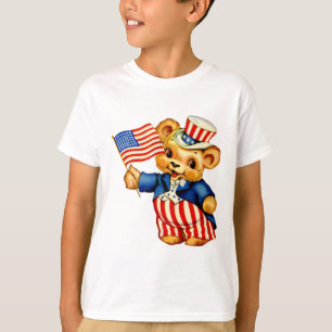 Lurar den patriotiska björnen för vintage T-trö Tee