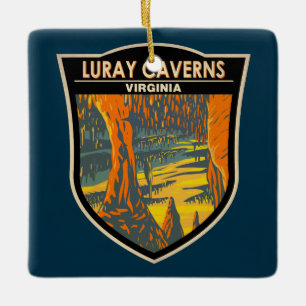 Luray Caverns Virginia Travel Art Badge Julgransprydnad Keramik